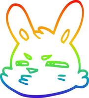 regenbooggradiënt lijntekening cartoon humeurig konijn vector