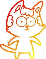 warme gradiënt lijntekening happy cartoon kat vector