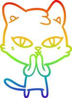 regenbooggradiënt lijntekening cartoon kat vector