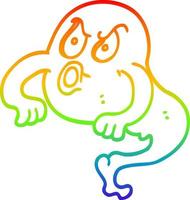 regenbooggradiënt lijntekening cartoon boos spook vector