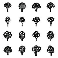 fruitboom pictogrammen instellen eenvoudige vector. appeltuin vector