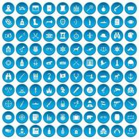 100 geweren iconen set blauw vector