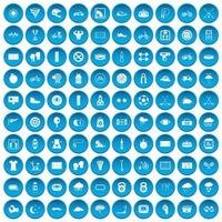 100 fietsen iconen set blauw vector