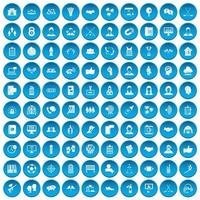 100 teampictogrammen blauw ingesteld vector