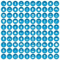 100 kapper iconen set blauw vector