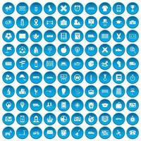 100 bus iconen set blauw vector