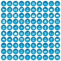 100 smartphonepictogrammen blauw ingesteld vector