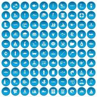 100 waterpictogrammen blauw ingesteld vector