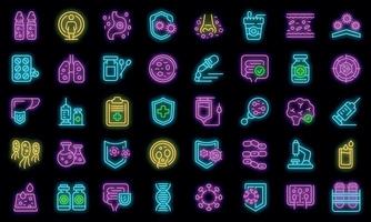 immuunsysteem pictogrammen instellen vector neon