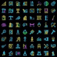 architect apparatuur pictogrammen instellen vector neon