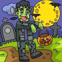 zombie op begraafplaats halloween gekleurde cartoon vector