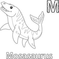 mosasaurus alfabet dinosaurus abc kleurplaat m vector