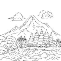 ontwerp vector landschap berg kleurplaat voor kind