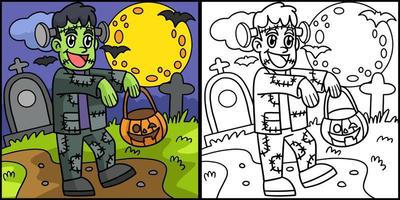 zombie op begraafplaats halloween gekleurde illustratie vector