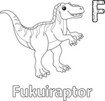fukuiraptor alfabet dinosaurus abc kleurplaat f vector