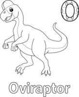 oviraptor alfabet dinosaurus abc kleurplaat o vector