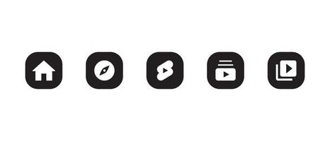 thuis, verkennen, korte broeken, abonnementen en bibliotheek. icon set van streaming video app vector