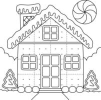 kerst peperkoek huis kleurplaat voor kinderen vector