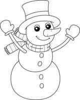 sneeuwpop kerst geïsoleerde kleurplaat voor kinderen vector