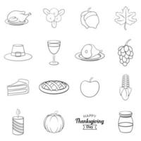 Thanksgiving icon set overzicht vector