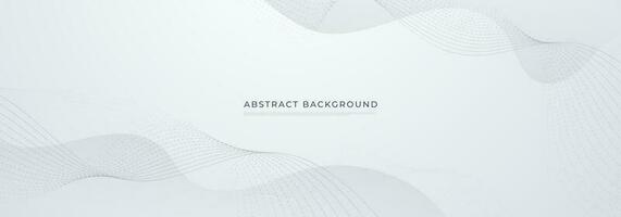 abstracte witte achtergrond. moderne grijze gradiëntbanner met de puntelementen van de golfkrommelijn. elegant concept voor technologie, netwerk en toekomstige zakelijke vectorillustratie vector