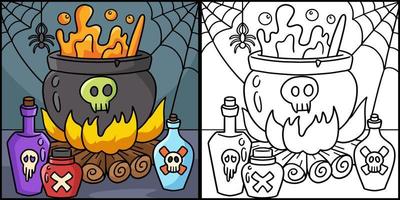 heks ketel halloween gekleurde illustratie vector