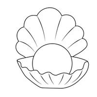 shell met parels vector stock illustratie. zwart-wit silhouet. geïsoleerd op een witte achtergrond.