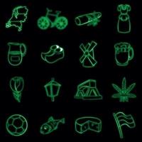 nederland pictogrammen instellen vector neon