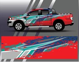 auto wrap ontwerp vector vrachtwagen en vracht van sticker. grafische abstracte streep race-achtergrondontwerpen voor voertuig rally race-avontuur en autorace-livrei