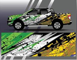 auto wrap ontwerp vector vrachtwagen en vracht van sticker. grafische abstracte streep race-achtergrondontwerpen voor voertuig rally race-avontuur en autorace-livrei