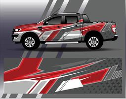 auto wrap ontwerp vector vrachtwagen en vracht van sticker. grafische abstracte streep race-achtergrondontwerpen voor voertuig rally race-avontuur en autorace-livrei