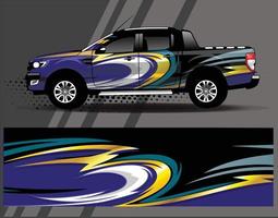 auto wrap ontwerp vector vrachtwagen en vracht van sticker. grafische abstracte streep race-achtergrondontwerpen voor voertuig rally race-avontuur en autorace-livrei