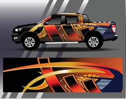 auto wrap ontwerp vector vrachtwagen en vracht van sticker. grafische abstracte streep race-achtergrondontwerpen voor voertuig rally race-avontuur en autorace-livrei