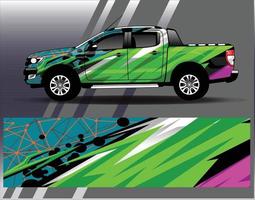 auto wrap ontwerp vector vrachtwagen en vracht van sticker. grafische abstracte streep race-achtergrondontwerpen voor voertuig rally race-avontuur en autorace-livrei