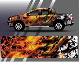 auto wrap ontwerp vector vrachtwagen en vracht van sticker. grafische abstracte streep race-achtergrondontwerpen voor voertuig rally race-avontuur en autorace-livrei