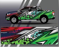 auto wrap ontwerp vector vrachtwagen en vracht van sticker. grafische abstracte streep race-achtergrondontwerpen voor voertuig rally race-avontuur en autorace-livrei