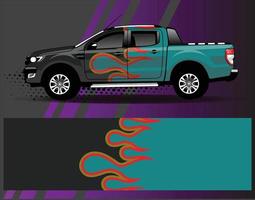 auto wrap ontwerp vector vrachtwagen en vracht van sticker. grafische abstracte streep race-achtergrondontwerpen voor voertuig rally race-avontuur en autorace-livrei