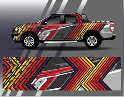 auto wrap ontwerp vector vrachtwagen en vracht van sticker. grafische abstracte streep race-achtergrondontwerpen voor voertuig rally race-avontuur en autorace-livrei