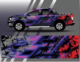 auto wrap ontwerp vector vrachtwagen en vracht van sticker. grafische abstracte streep race-achtergrondontwerpen voor voertuig rally race-avontuur en autorace-livrei