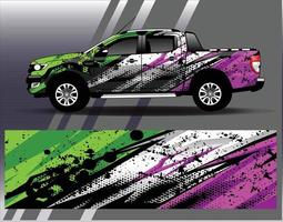 auto wrap ontwerp vector vrachtwagen en vracht van sticker. grafische abstracte streep race-achtergrondontwerpen voor voertuig rally race-avontuur en autorace-livrei