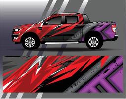 auto wrap ontwerp vector vrachtwagen en vracht van sticker. grafische abstracte streep race-achtergrondontwerpen voor voertuig rally race-avontuur en autorace-livrei