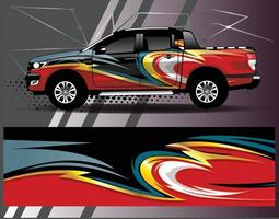 auto wrap ontwerp vector vrachtwagen en vracht van sticker. grafische abstracte streep race-achtergrondontwerpen voor voertuig rally race-avontuur en autorace-livrei