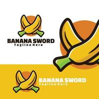 bananenzwaard creatieve logo kunst vector