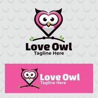 schattige liefde uil logo afbeelding vector