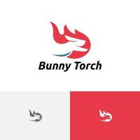 konijn konijntje fakkel brand vlam rennen snelheid logo vector