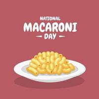 vectorillustratie, macaroni pasta met kaas in een bord, als een nationale macaroni dag spandoek of poster. vector