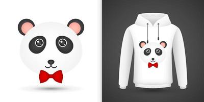 panda hoofd op witte sweatshirt hoodie vector