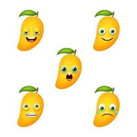 emoticon van schattige mango. geïsoleerde vector set