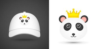 pandakop op witte baseballcap vector