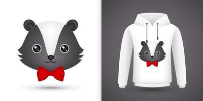 stinkdier hoofd op witte sweatshirt hoodie vector